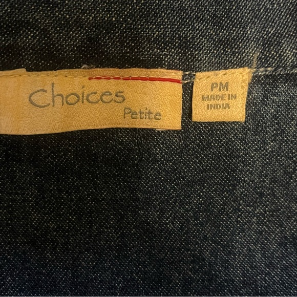 CHOICES Women PM Denim Jacket Ribbon Embellished Blue Snap Closure Long Sleeves - Picture 11 of 16